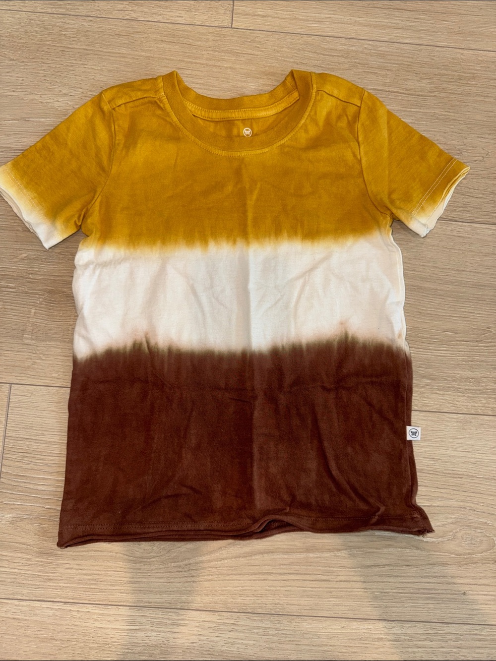 The Honest Company Mustard, White & Brown Tie-Dye Short Sleeve Tee